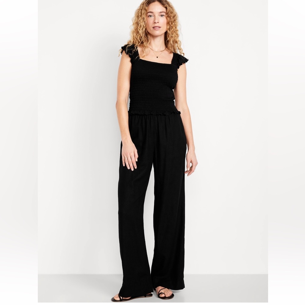 EUC mid-rise linen blend wide-leg pants 
Size Small